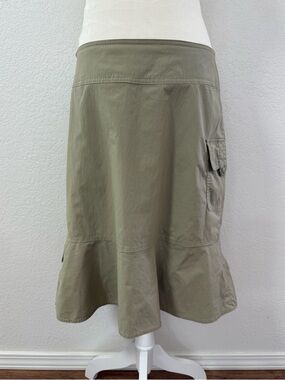 ROYAL ROBBINS Olive A-Line Flared Cargo Skirt Nylon Spandex Pockets 8